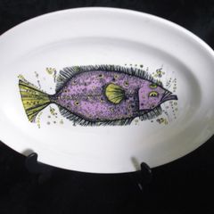 Vintage Fish platter, Fish, display plate, Washington Pottery   Aquarius Fish series.