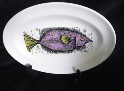 Vintage Fish platter, Fish, display plate, Washington Pottery   Aquarius Fish series.