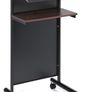 Audio-Visual Direct Wheeled Lectern Podium Standing Desk with Storage Shelf - Cherry/Black Ideal for Presentations and Laptop Use Image 7