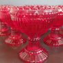 Fabulous Vintage Retro Set of Six Matching Red Sundae Glasses with a Relief Pattern Very Similar to the Very Popular Iittala Marimekko Maribowl Glasses in Cranberry - Perfect for Halloween Image 5