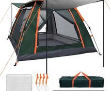 SPRING SALE | Automatic Instant Pop-Up Tent Family 3-4 Person Dome Tent, Waterproof Windproof Canopy Shelter Portable for Backpacking Trekking Camping Hiking Climbing Picnic Beach Fishing Outdoor