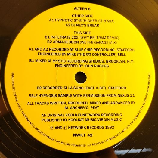 Altern 8 - Hypnotic St-8 + Armageddon - Network Records - Incl. Joey Beltram Infiltrate 202 Remix!
