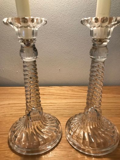 Crucifix + Pair of Glass Candlesticks