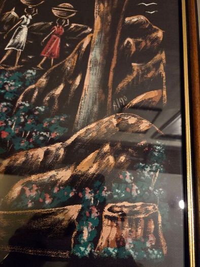 Vintage Haitian Art Painting on Fabric - Signed