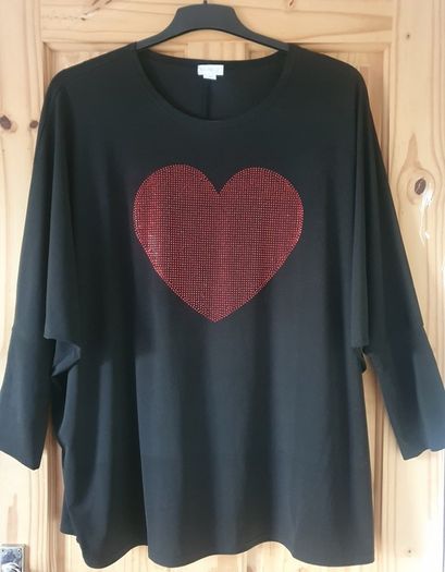 Fabulous black top with red sequined heart