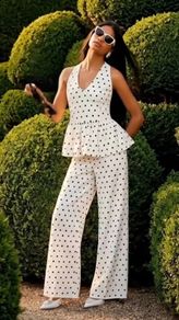 Primark polka dot co ord top and trousers