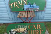 Large Old handpainted Signage Trains