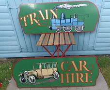 Large Old handpainted Signage Trains