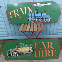 Large Old handpainted Signage Trains