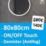 LED Bathroom Mirror 80cm Defogger Round Makeup Image 2