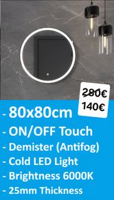 LED Bathroom Mirror Antifog Demister Makeup 80cm