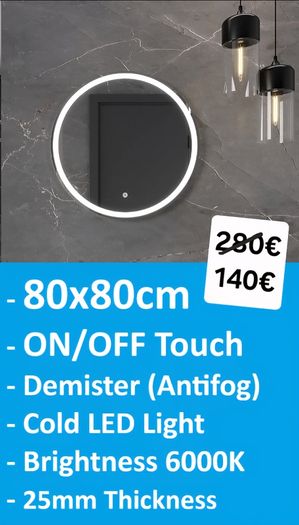 LED Bathroom Mirror Antifog Demister Makeup 80cm