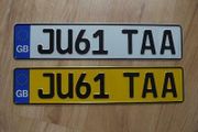 Pair British Plain Pressed Number Plate Metal Embossed German Style