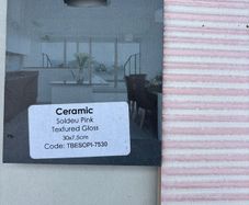 Pink ceramic and white tiles