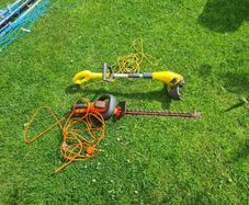 garden tools , strimmer and hedge trimmer.
