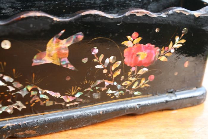 Antique Hand Painted Papier Victorian Mail Holder  Art 12" X 8"
