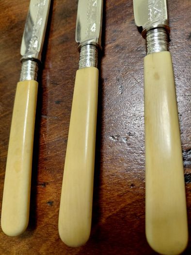 Antique Engraved Table Knives Set of 3