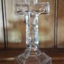 glass crucifix candleholder religious Image 4