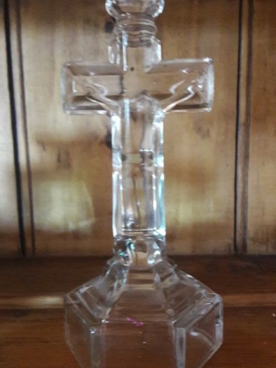 glass crucifix candleholder religious