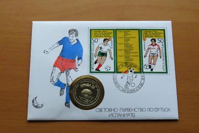 Bulgaria Football world cup 1982 Spain coin stamp cover