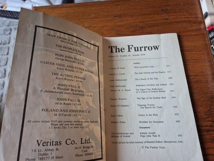Vintage October 1979 The Furrow. John Paul II. Religious