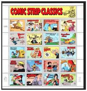 1995 USA Comic Strip Classics Stamp Sheetlet Mint Never Hinged (MNH). Includes stamps commemorating Popeye, Dick Tracey & Flash Gordon.
