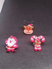 Christmas Pin Set of 3 Santa Rudolph and Candy Cane Heart 8 Euro Free Postage