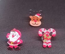 Christmas Pin Set of 3 Santa Rudolph and Candy Cane Heart 8 Euro Free Postage
