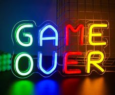 FREE EXPRESS SHIPPING Game Over Neon Sign, Colorful LED Neon Light, USB Letter Game Neon Light for Game Room, Decorative Words Wall Neon Sign for Bedroom Bar Gaming Room Gift for Gamer Boys Men
