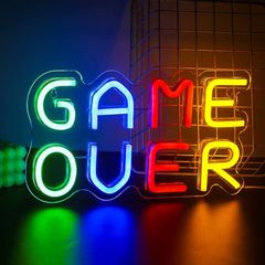 FREE EXPRESS SHIPPING Game Over Neon Sign, Colorful LED Neon Light, USB Letter Game Neon Light for Game Room, Decorative Words Wall Neon Sign for Bedroom Bar Gaming Room Gift for Gamer Boys Men