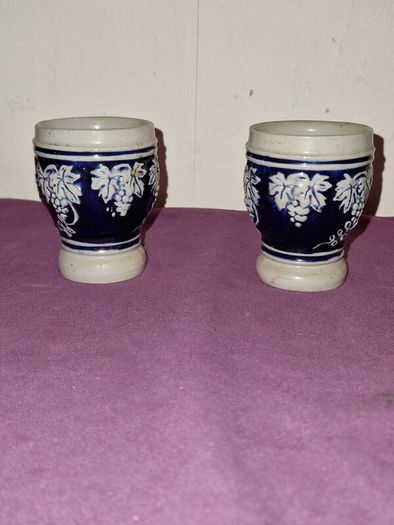 Matching pair of Zoller and Born German stoneware wine goblets