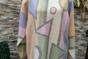 vintage 80s pastel abstract print jumper wool large