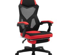 Ergonomic Office Chair Recliner w/footrest Red