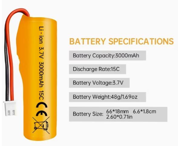 1pcs 3.7V 3000mAh Li Ion Battery with XH2.54-2P, new.