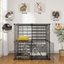 2-Tier DIY Cat Enclosure - Indoor Playpen With Metal Wire Dense, Pet Cage for 1-2 Cats, Ferrets, Rabbits, Small Animals - Black, 71x71x71cm Image 5