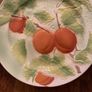Print a la Main - St Clement France - 21 cm diameter colourful plate with Peaches and Leaves Image 2