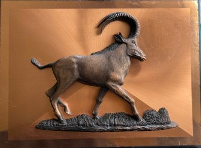 Vintage Copper 3D Sable Antelope Relief A Michele Original By Space Age Products