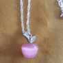 925 Sterling Silver pink opal apple pendant necklace Image 5