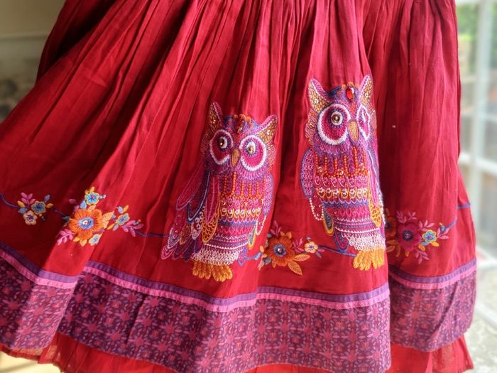 New Tags Beautiful Monsoon Girls Red Embroidered Beaded Skirt 12 to 13Yrs