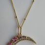 Vintage Sterling Silver 925 Gold Plated Moon Pendant Necklace length 20" - 6,1g Image 9
