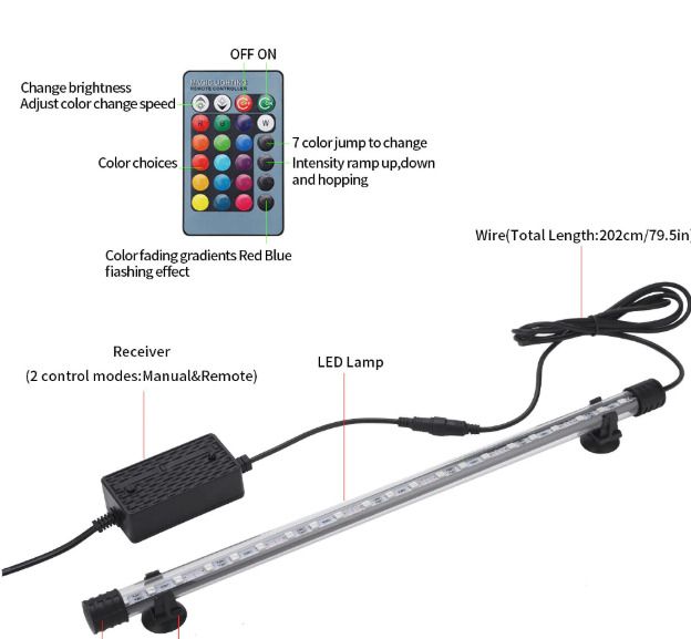 Mutile Colors Aquarium Fish Tank Light with Remote controller