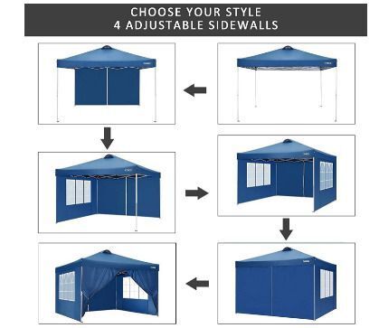 3 x 3 m Waterproof Popup Flat Gazebo with 4 Side Panels