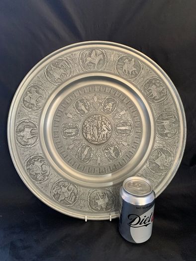 Vintage Biblical pewter wall plaque