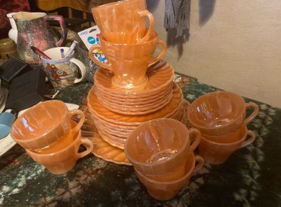1960s made in USA gold peach teaset