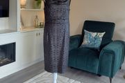 Brand New with Tags: Gallery Grey Metallic Lace Cowl Neck Dress