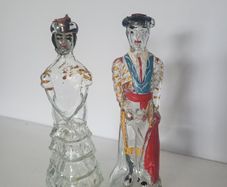 Vintage Nogueras Comas Figural Brandy Bottles Matador & LadyBarcelona Spain
