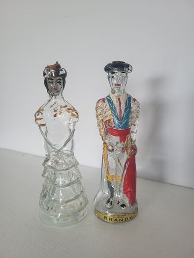 Vintage Nogueras Comas Figural Brandy Bottles Matador & LadyBarcelona Spain