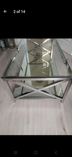 glass with mirror base coffee table