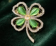 Crystal Four-Leaf Clover Brooch