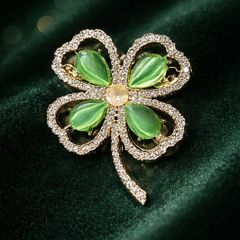 Crystal Four-Leaf Clover Brooch
